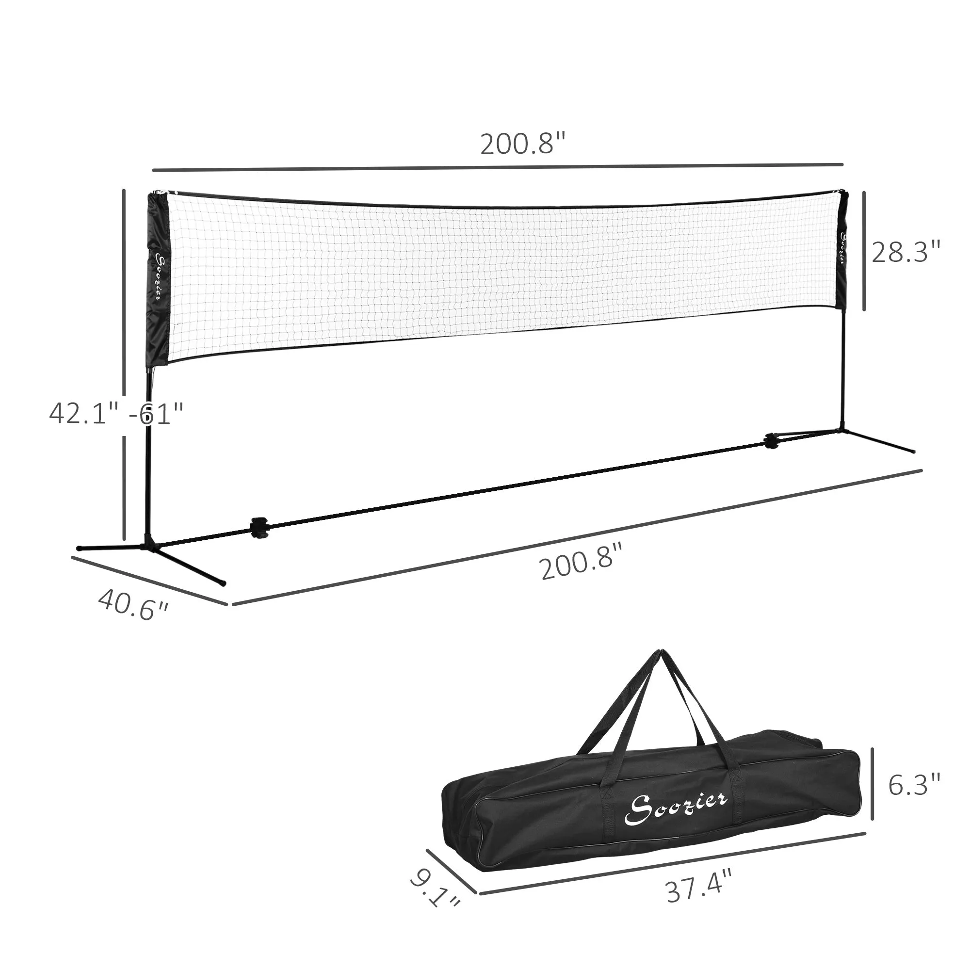 17ft Portable Badminton, Pickleball & Volleyball Set – Adjustable Outdoor Sports Net