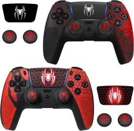 Anti-Slip Controller Skin for PS5 Controller, Accessories, Silicone Cover Case with Thumb Grip Gaps and Touch Pad Sticker 2 Pack