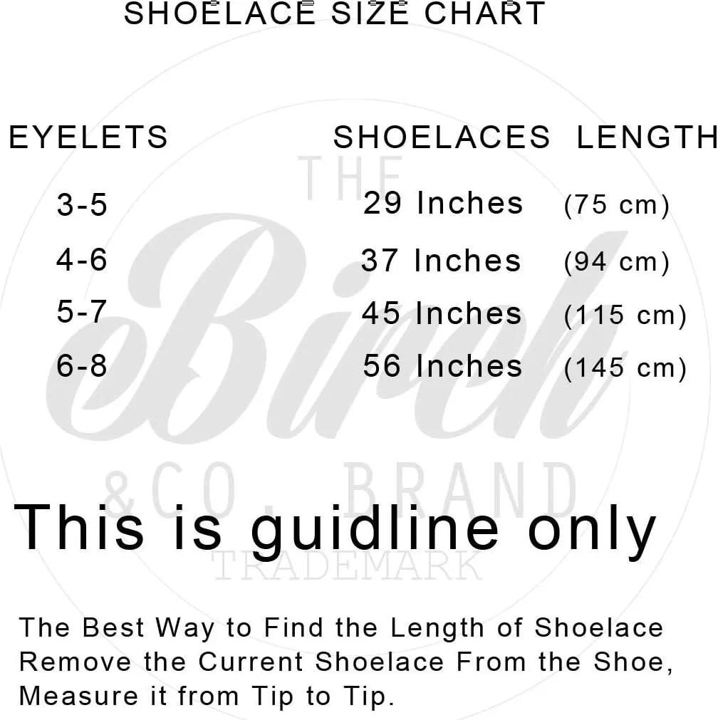 BIRCH's Oval Shoelaces 27 Colors Half Round 1/4" Shoe Laces 4 Different Lengths