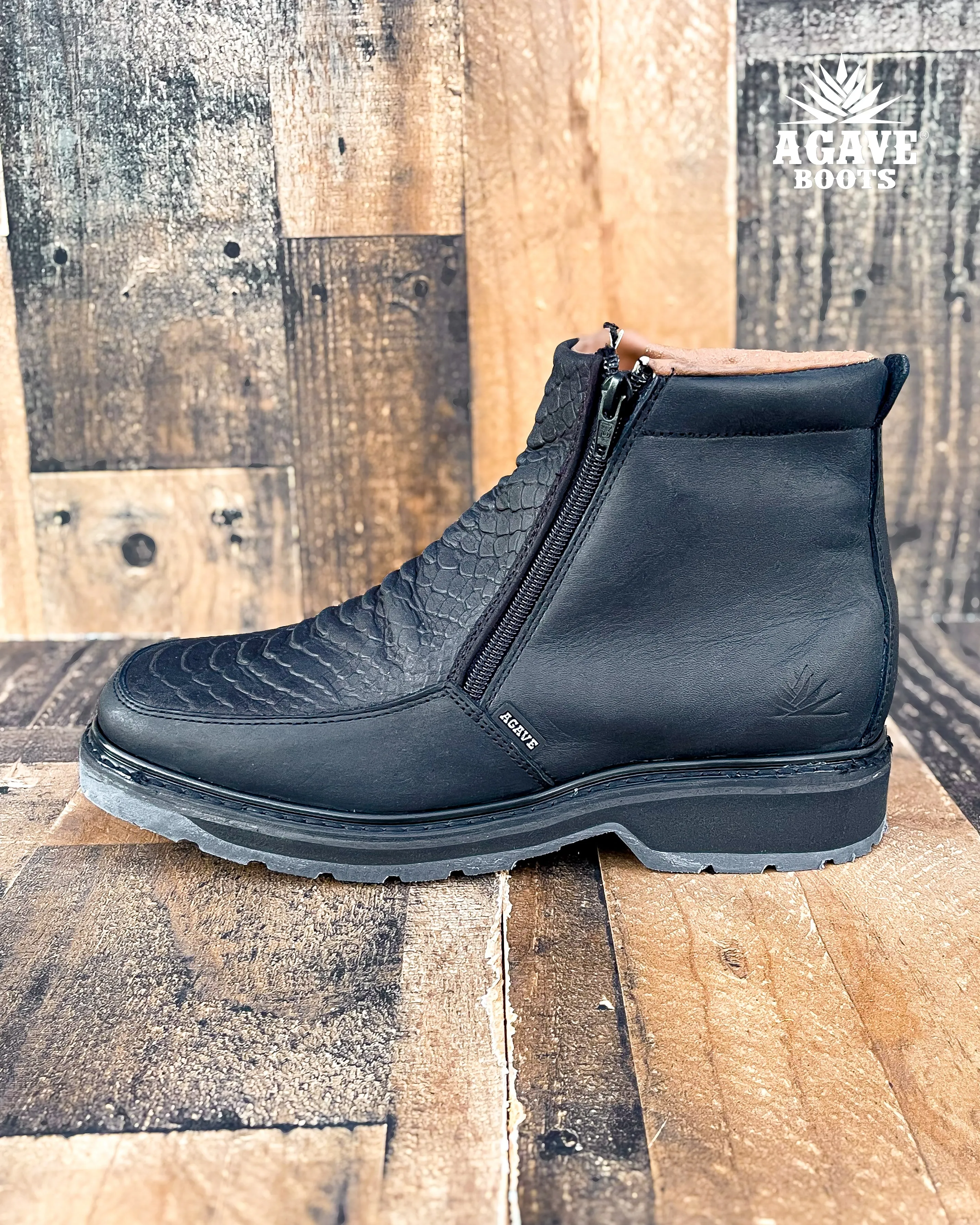 BLACK  PYTHON | MEN ZIPPER SHOES
