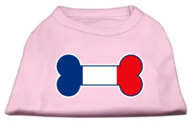 Bone Shaped France Flag Screen Print Shirts Light Pink XXL (18)