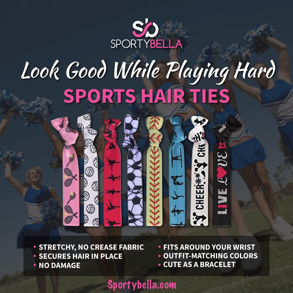 Custom Volleyball Hair Ties - 2pcs with Number Charm