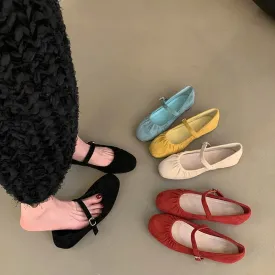 Hnzxzm Candy Color Suede Women Mary Jane Shoes Fashion Shallow Soft Sole Ladies Comfort Dress Ballet Flats Footwear