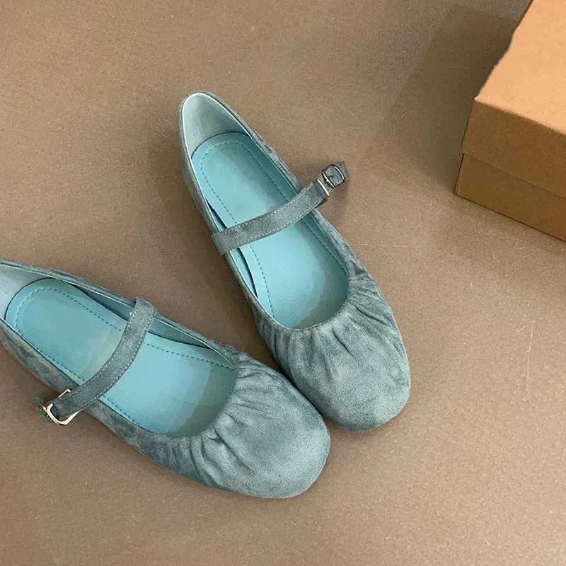 Hnzxzm Candy Color Suede Women Mary Jane Shoes Fashion Shallow Soft Sole Ladies Comfort Dress Ballet Flats Footwear