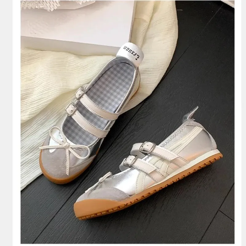 Hnzxzm Women Flats Bow Ballet Dance Mary Jane Shoes Summer Sandals 2024 Fashion New Brand Dress Designer Casual Shallow Zapatos Mujer