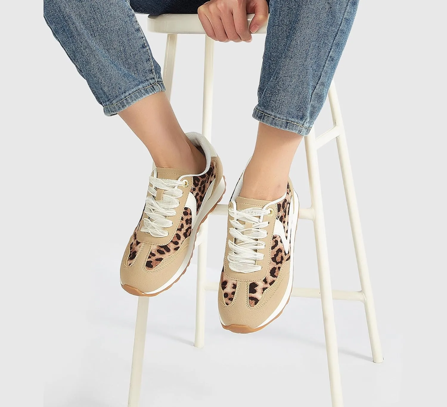 LUCKY STEP Women's Fashion Casual Running Trainer Ballet Gum Rubber Sole Organza Lace Up Walking Shoes Platform Retro Sneakers