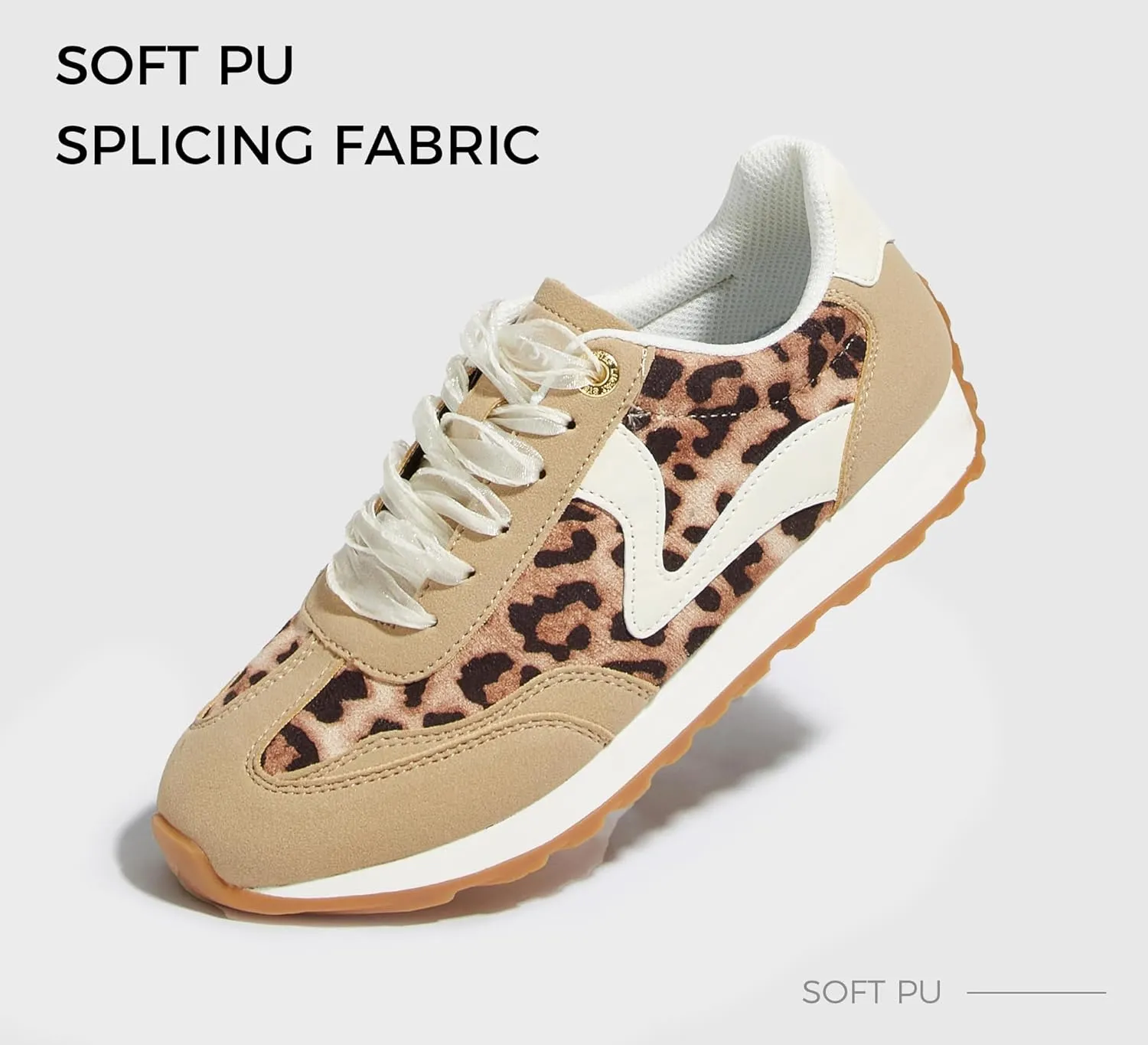LUCKY STEP Women's Fashion Casual Running Trainer Ballet Gum Rubber Sole Organza Lace Up Walking Shoes Platform Retro Sneakers