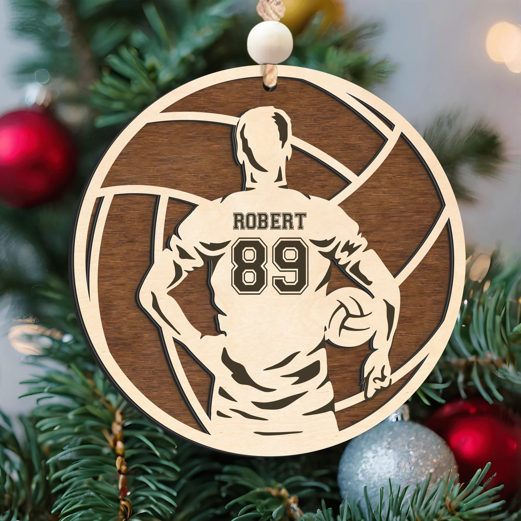 Personalized Volleyball 2 Layered Wooden Ornament, Custom Name Number Volleyball Player Christmas Ornament, CF930