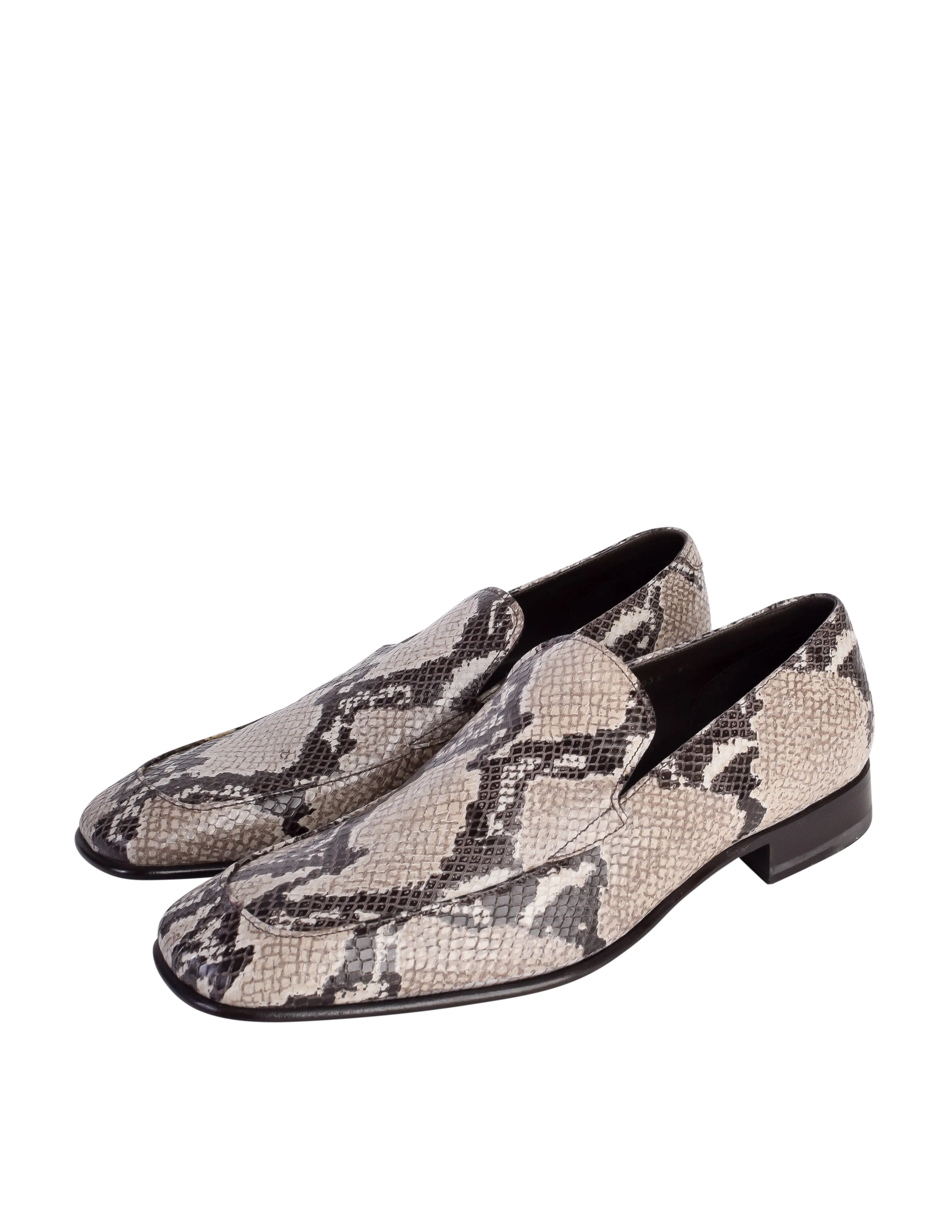 Prada Vintage Mens Roccia Python Snakeskin Square Toe Loafer Shoes