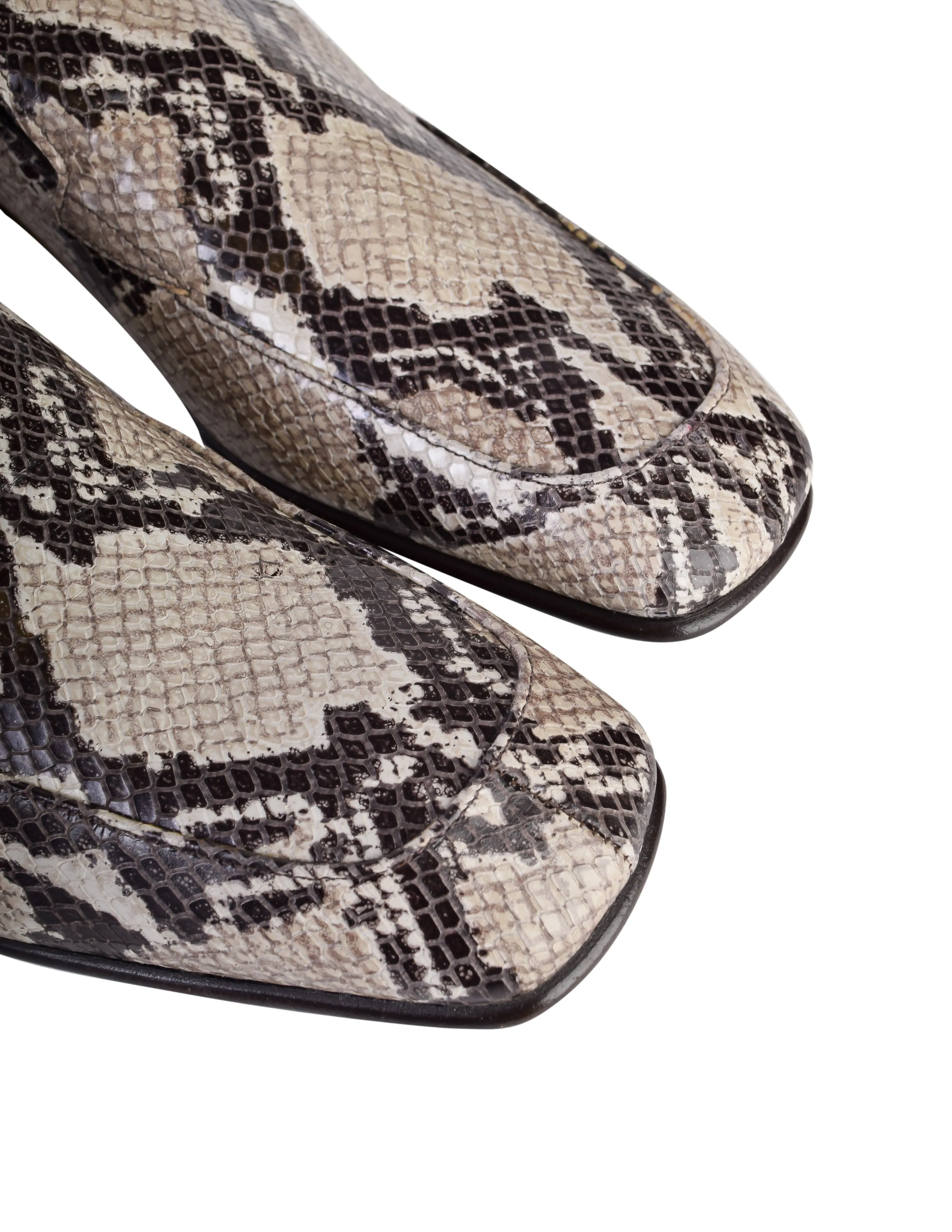 Prada Vintage Mens Roccia Python Snakeskin Square Toe Loafer Shoes