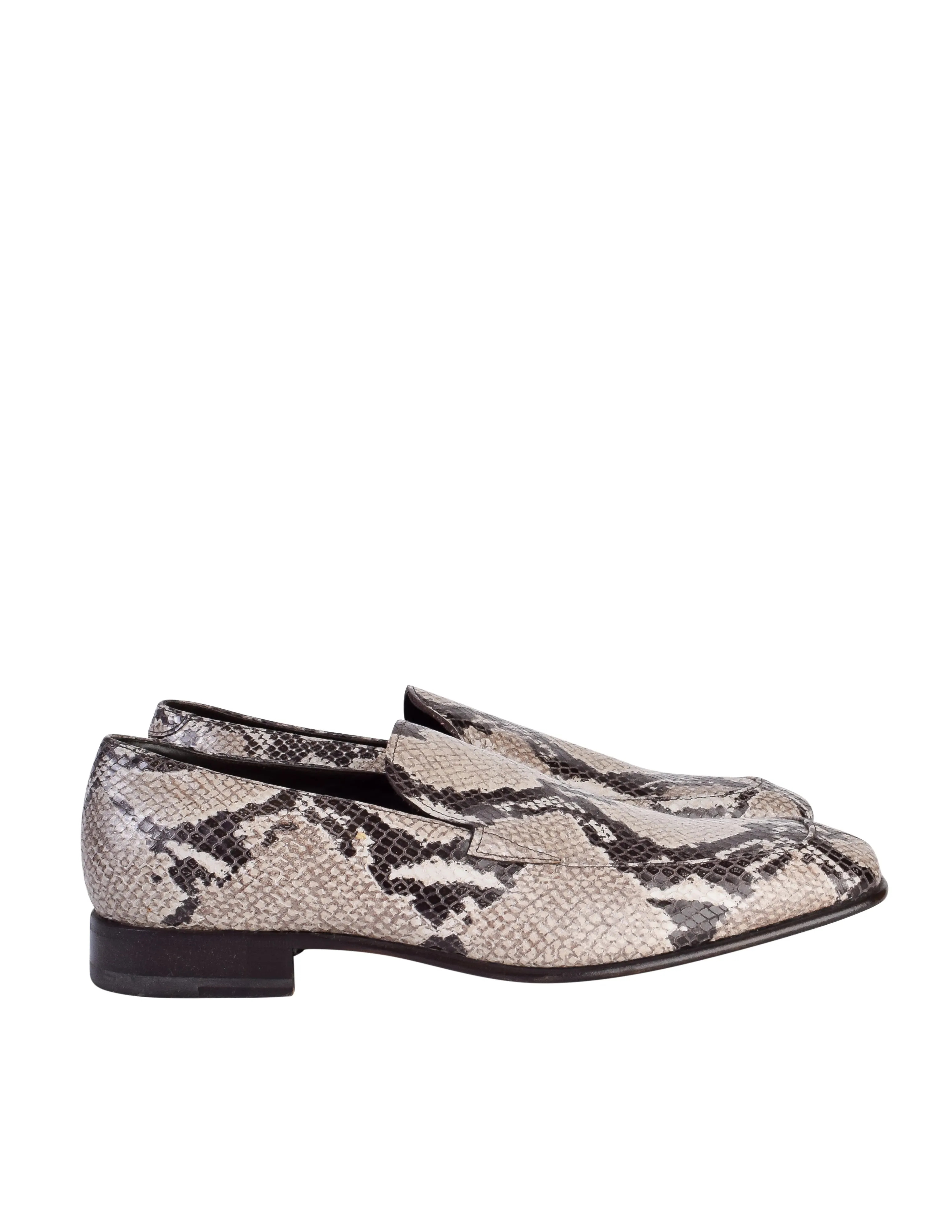 Prada Vintage Mens Roccia Python Snakeskin Square Toe Loafer Shoes