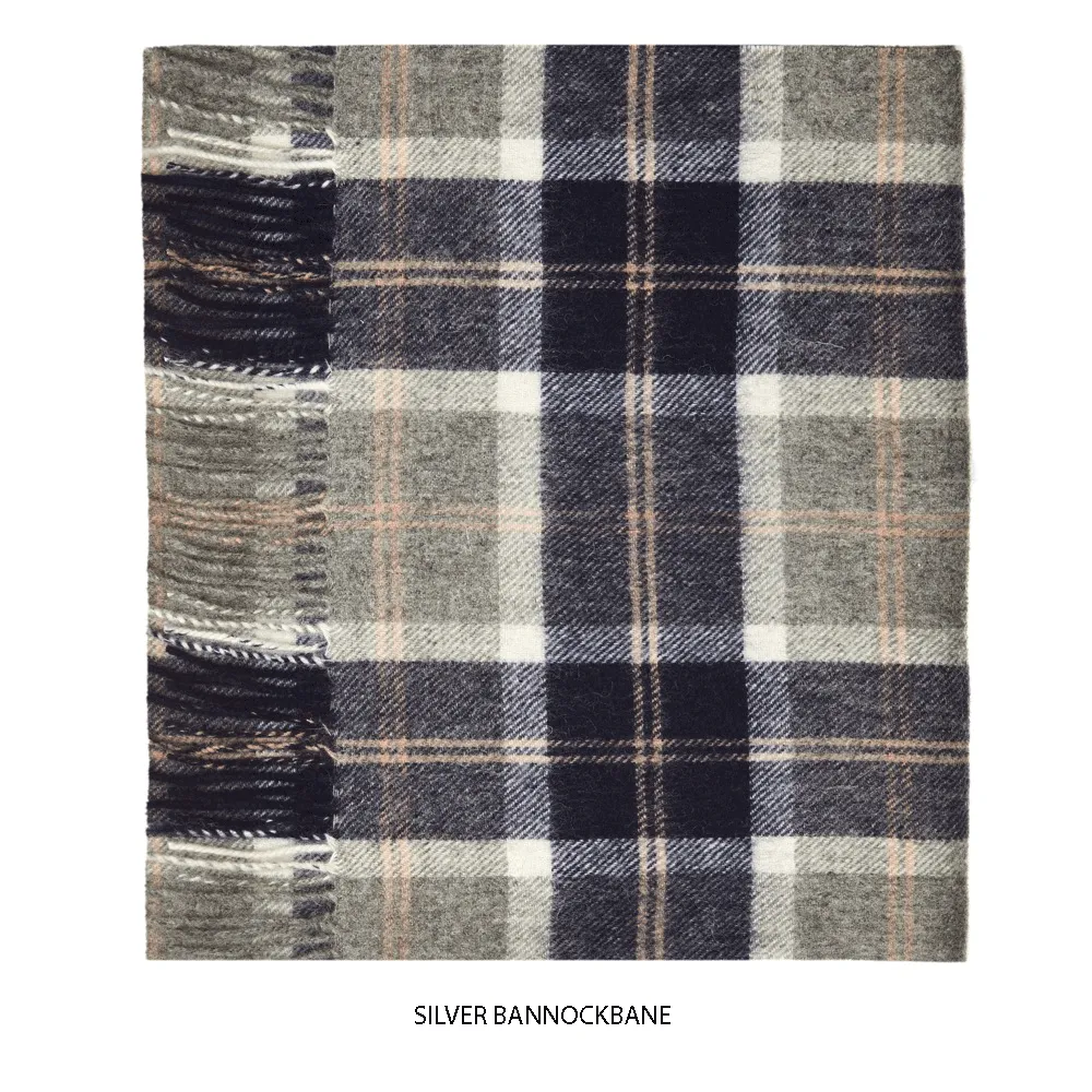 Silver Bannakbone Lambswool Check Scarf