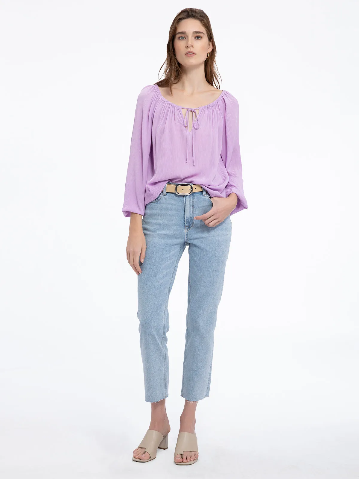 Tie Ballet Neck Blouse
