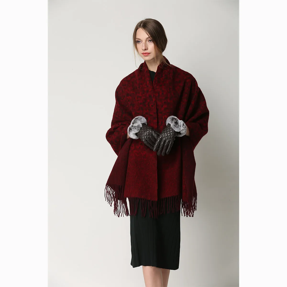 Ugg Cashmere & Wool Wrap Red and Brown