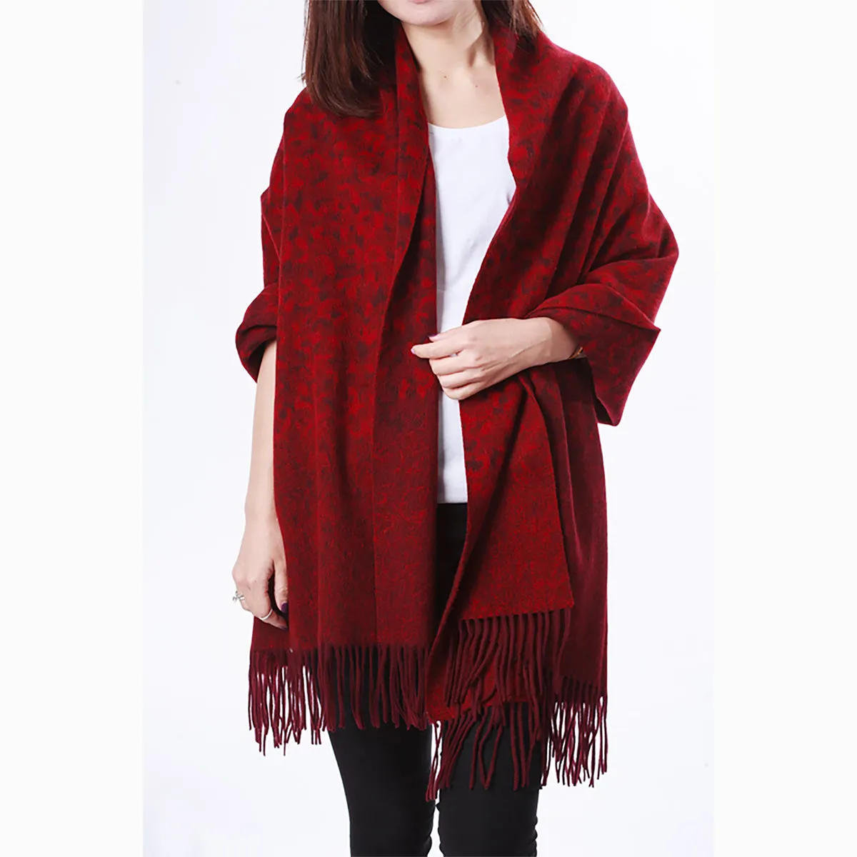 Ugg Cashmere & Wool Wrap Red and Brown