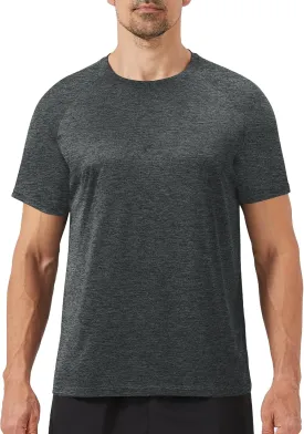 Workout Mens Shirts - Casual Black Quick Dry Moisture Wicking T-Shirts Crew Neck Short Sleeve for Gym Athletic Running