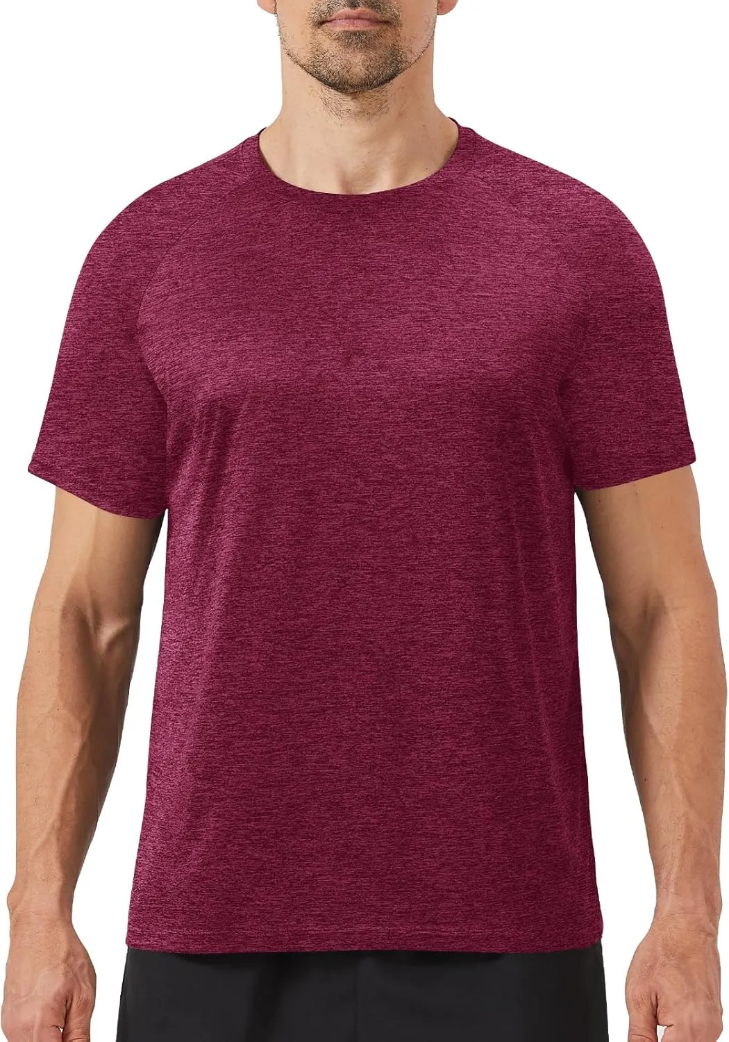 Workout Mens Shirts - Casual Black Quick Dry Moisture Wicking T-Shirts Crew Neck Short Sleeve for Gym Athletic Running